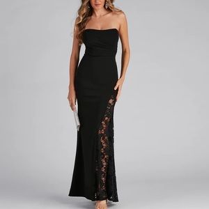 Formal Crepe Corset Lace Mermaid Dress